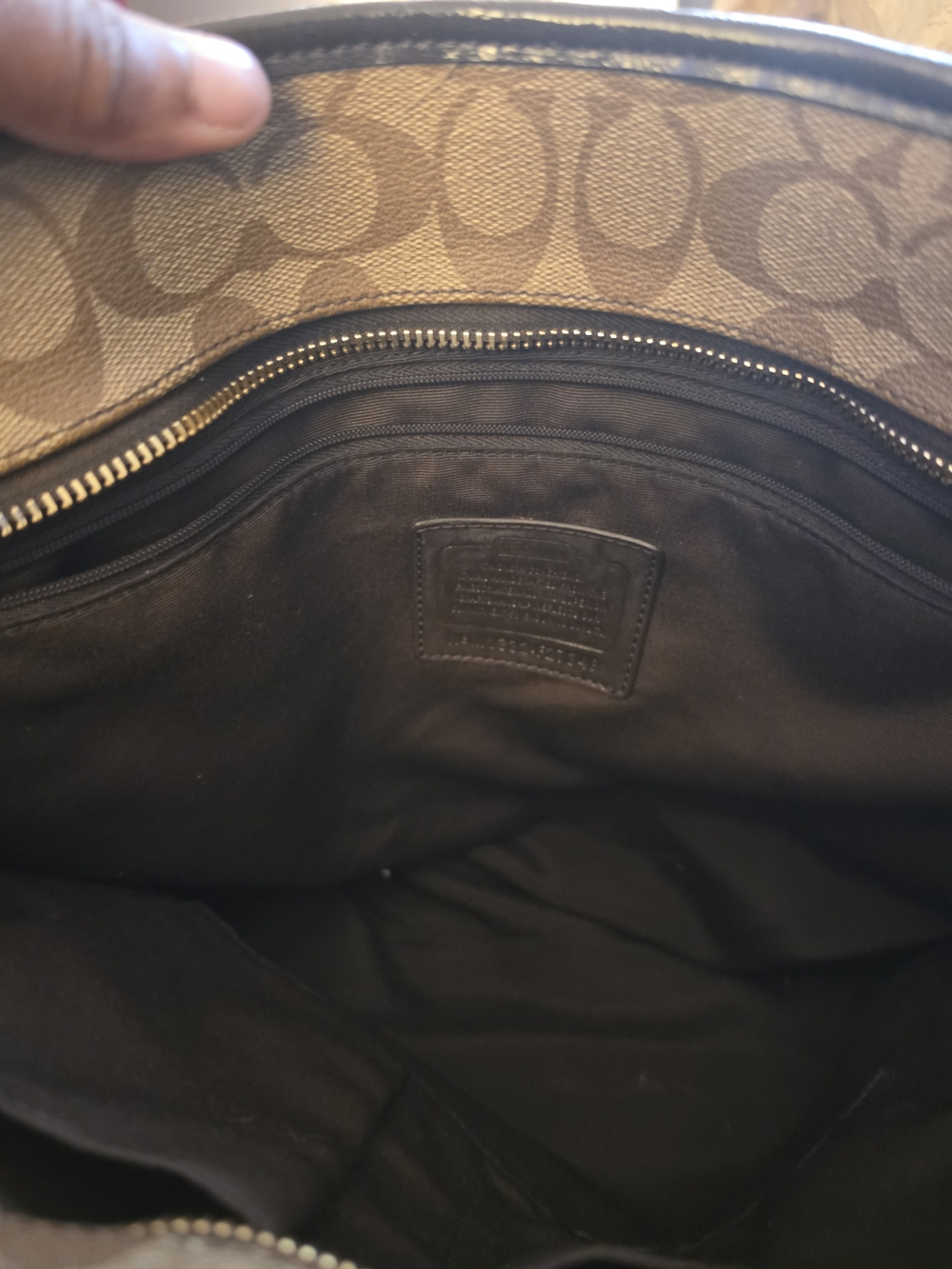 Coach Signature Canvas Tote in Brown with Black Handles - Picture 6 of 9